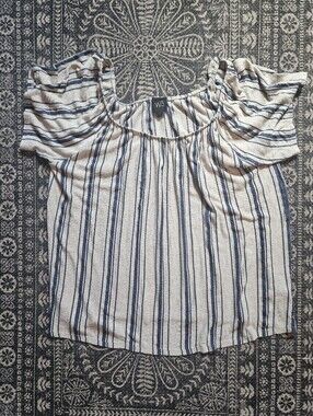 W5 Cream and Navy Striped Blouse